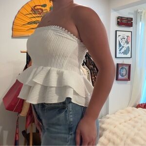 White Preppy Tube Top Size Small/Medium